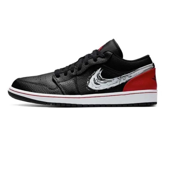 SOLD ON EBAY - NEW Air Jordan 1 Low SE Brushstroke - Black- Size 10.5 US - Picture 1 of 8